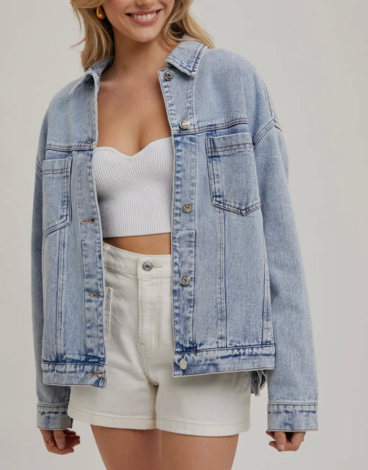 Vintage Wash Oversized Denim Jacket