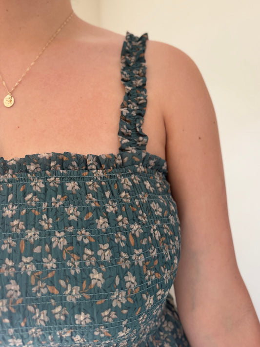 Evergreen Bloom Midi Dress