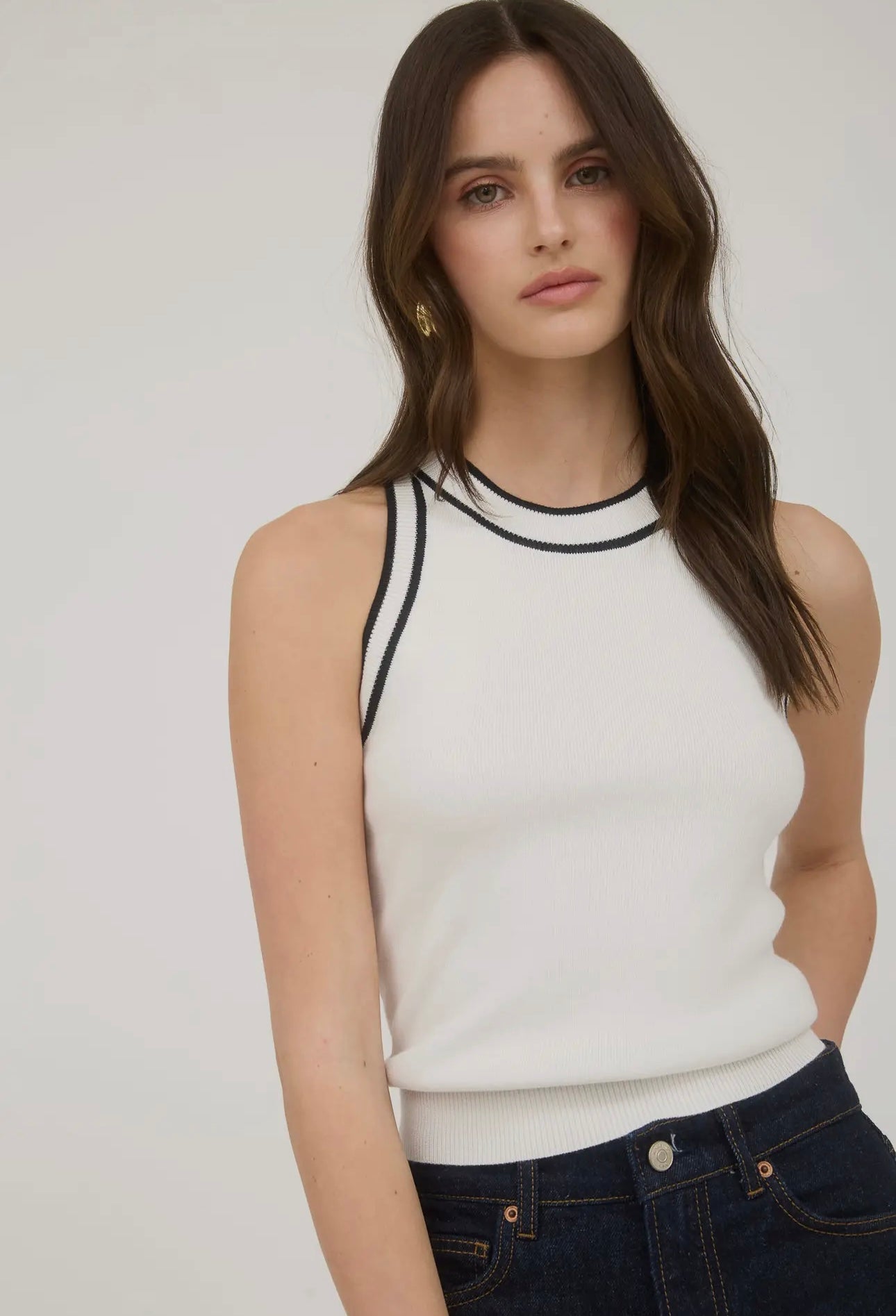 Contrast Stripe Sweater Knit Halter