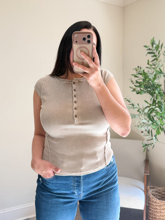 Easy Days Mocha Henley Top