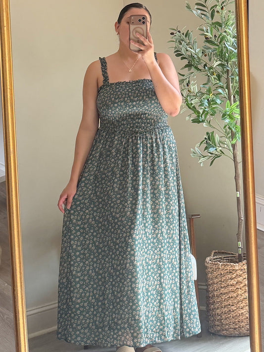 Evergreen Bloom Midi Dress