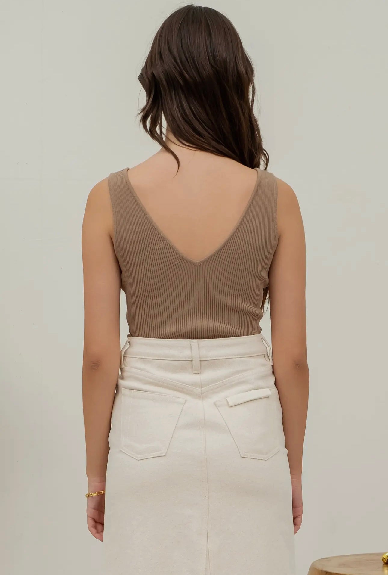 Ribbed V-Neck Sleeveless Tank