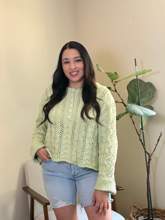 Pistachio Bloom Knit Sweater