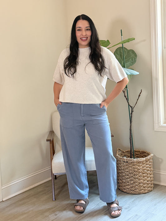 Dusty Blue Barrel Pants