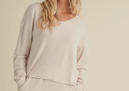 Brushed Hacci Long Sleeve V-Neck Top