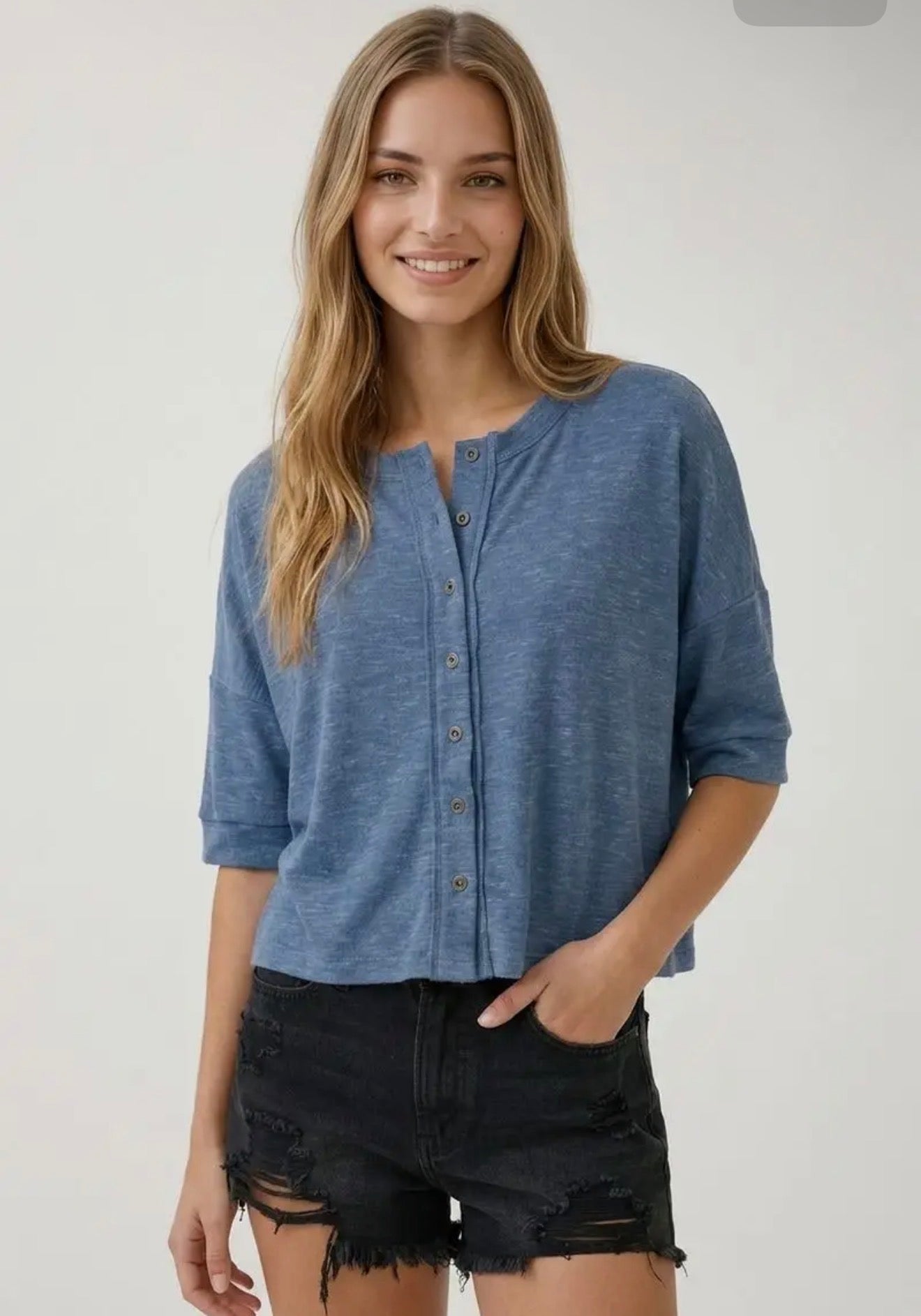 Dusty Blue Boxy Top