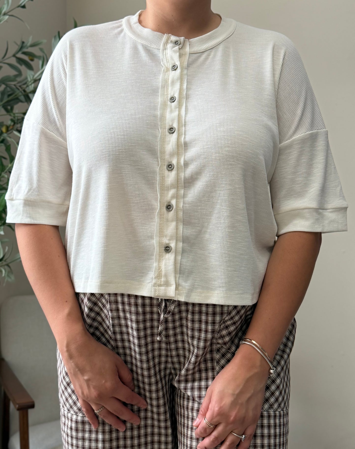 Ivory Boxy Knit Top