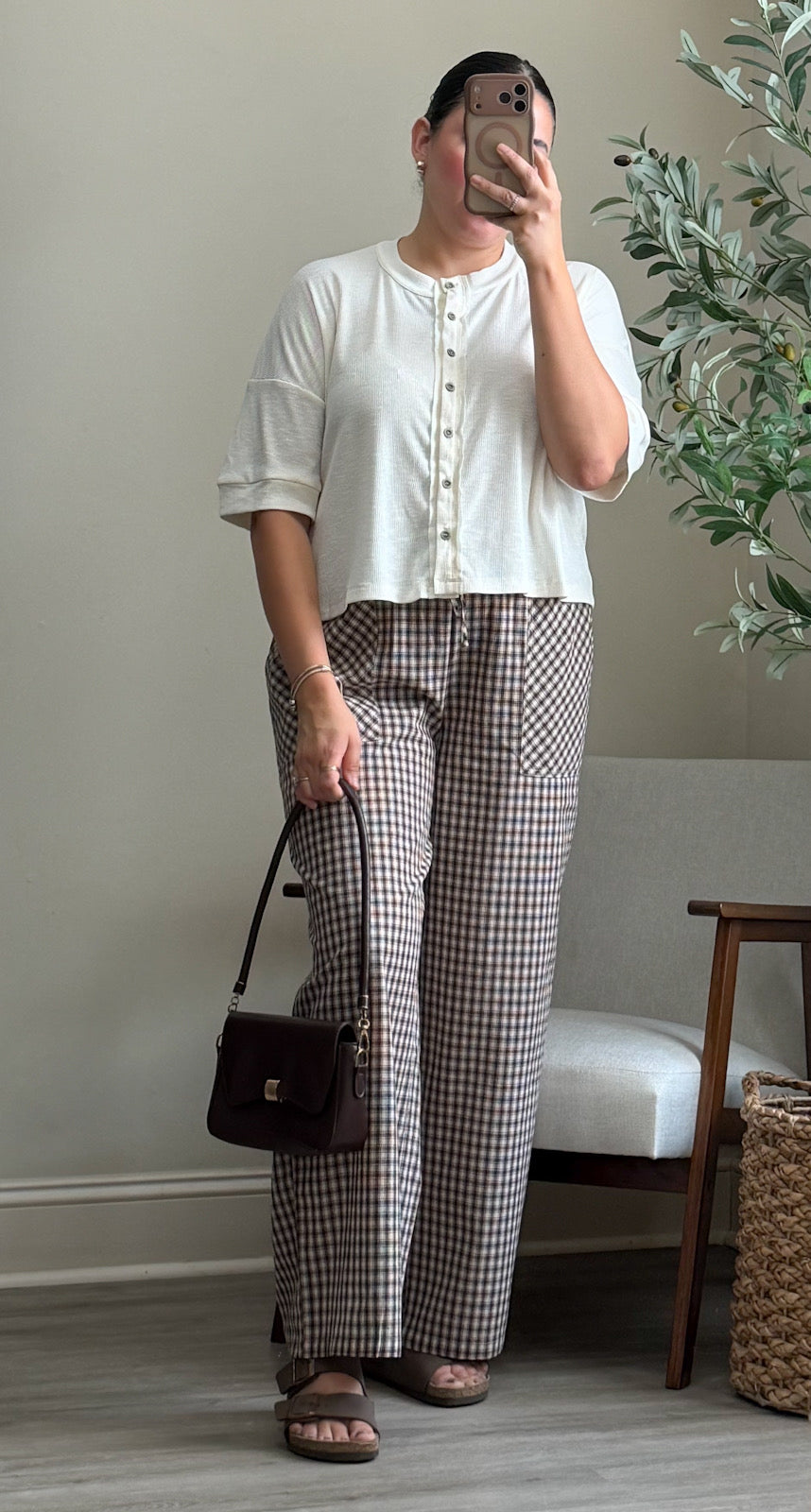 Plaid Wide Leg Pants
