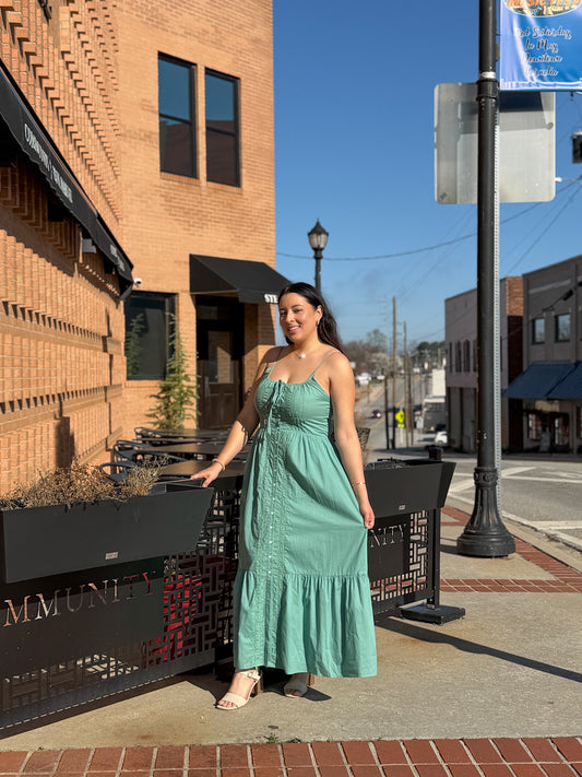 Sage Bloom Maxi Dress