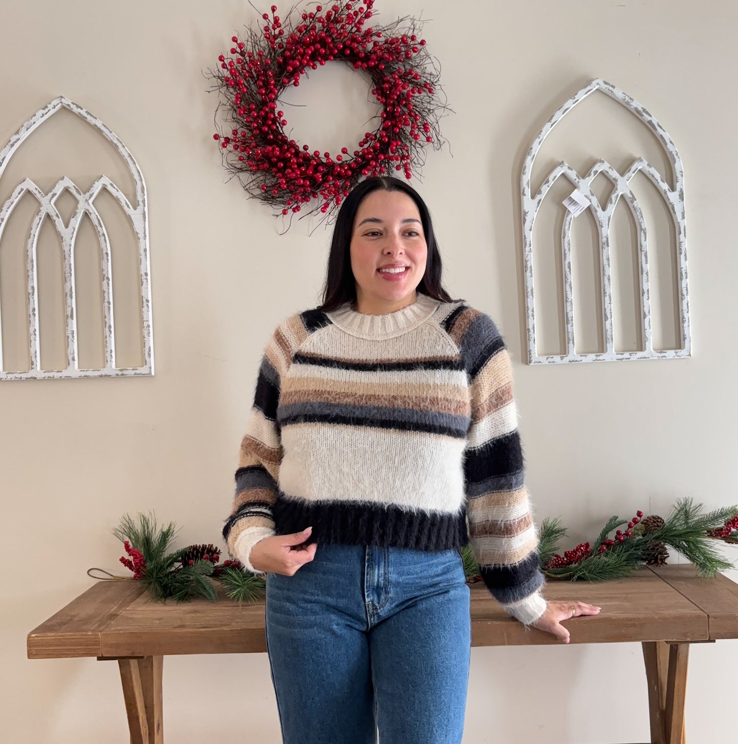 Fuzzy Striped Sweater