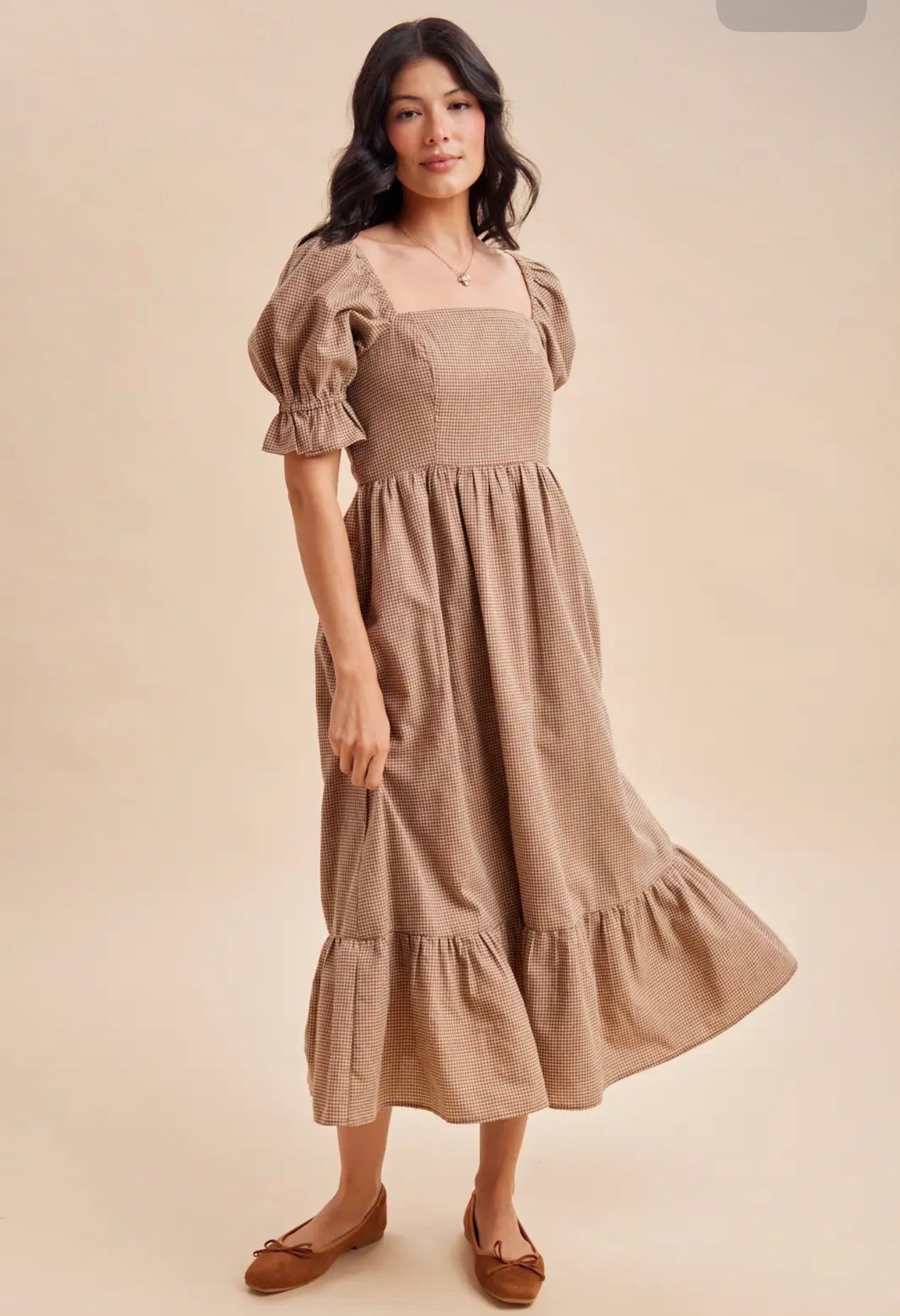 Gingham Midi Dress