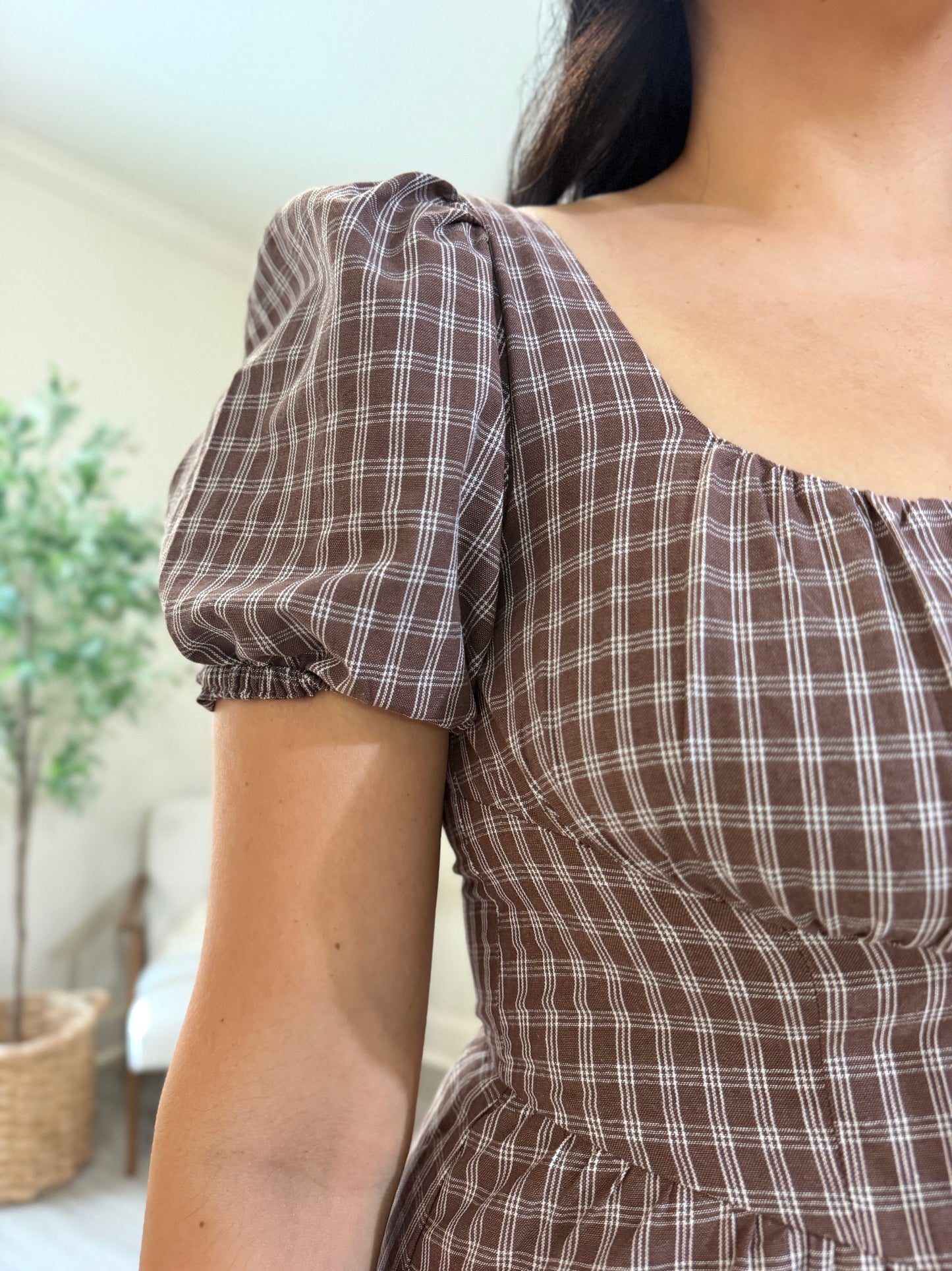 Plaid Tiered Midi Dress
