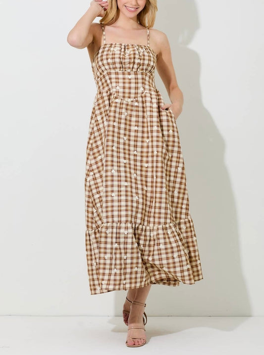 Daisy Gingham Maxi Dress