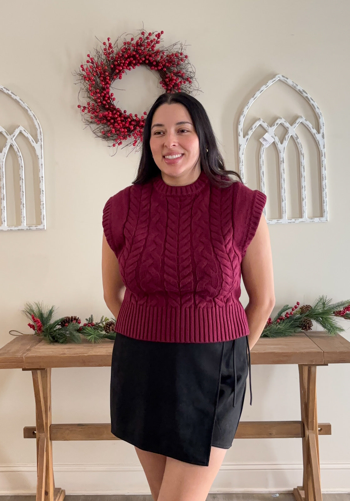 Mulberry Knit Sleeve Top