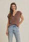 Mocha Mousse Slub Knit Sweater Top