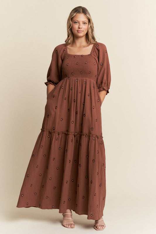 Rustic Bloom Maxi Dress