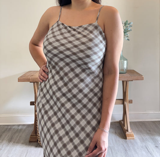Soft Plaid Slip Maxi Dress