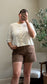 Brown Cotton Denim Shorts