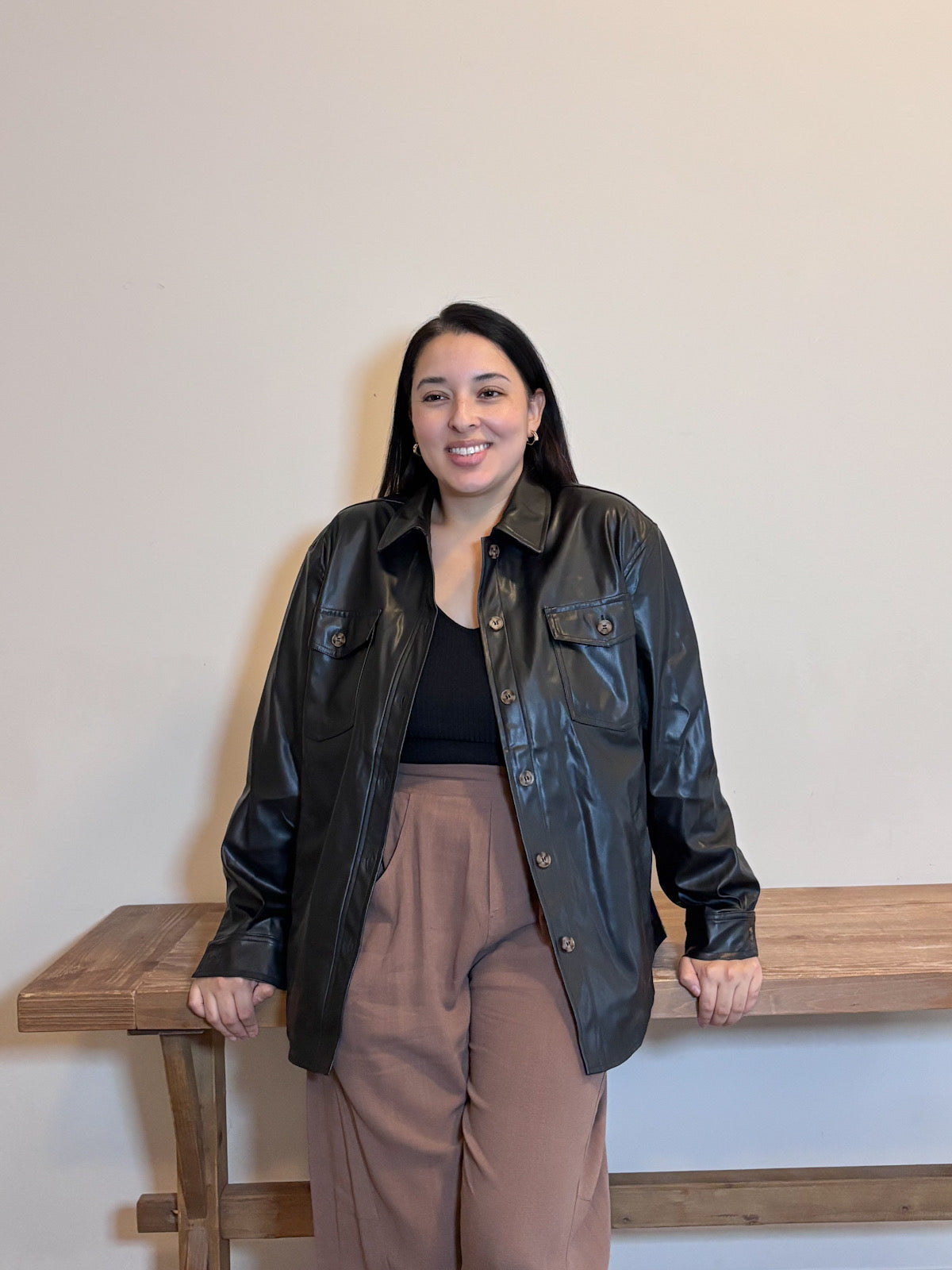 Mara Faux Leather Shacket