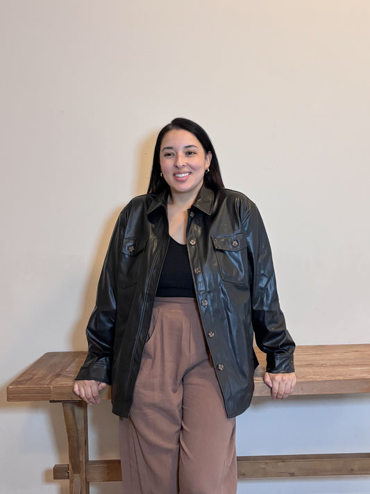 Mara Faux Leather Shacket