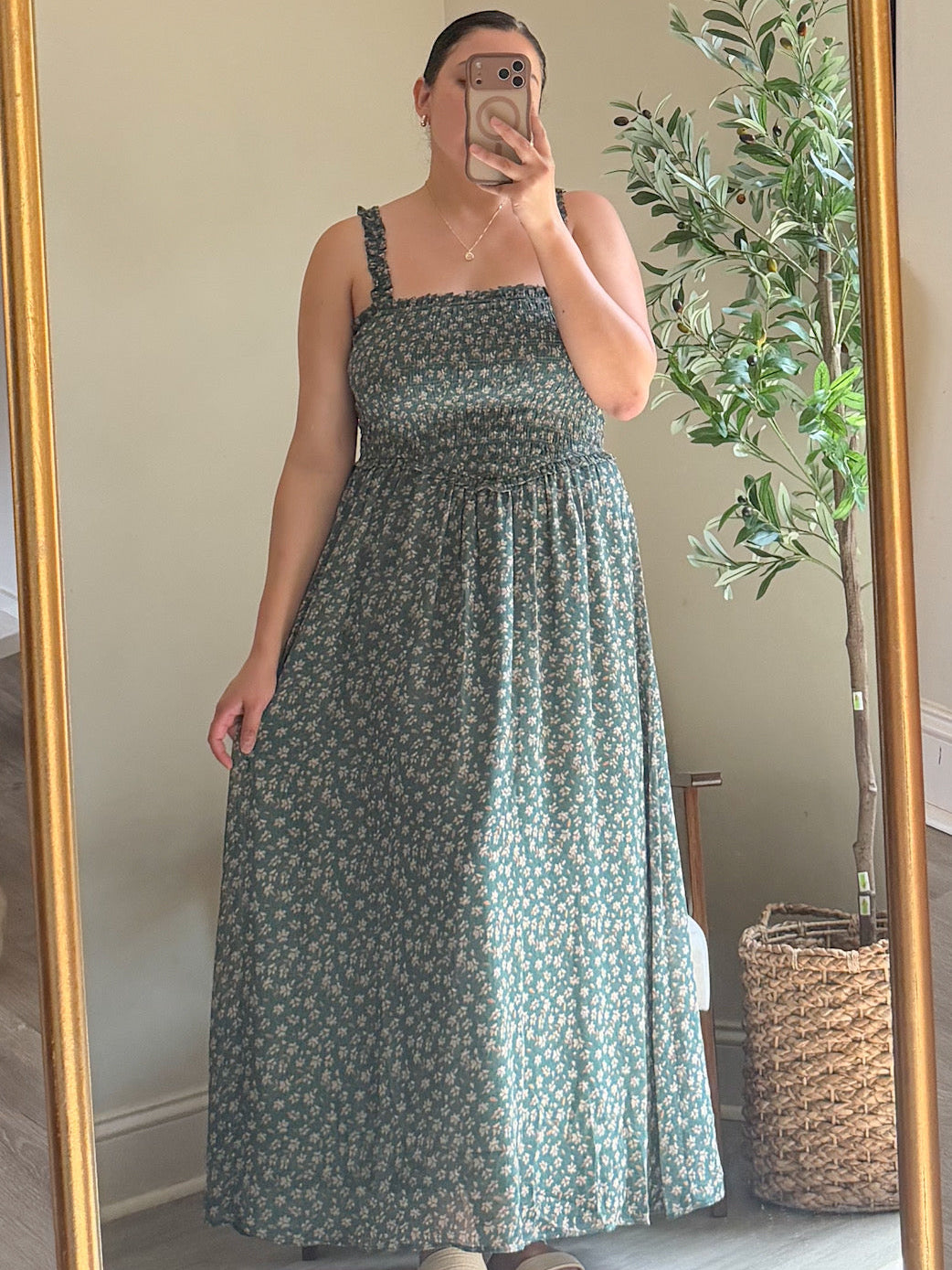 Evergreen Bloom Midi Dress