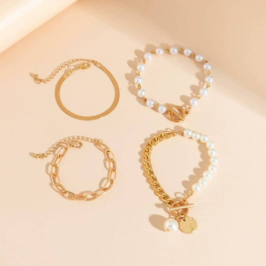 Multi-Layer Pearl Herringbone Bracelet