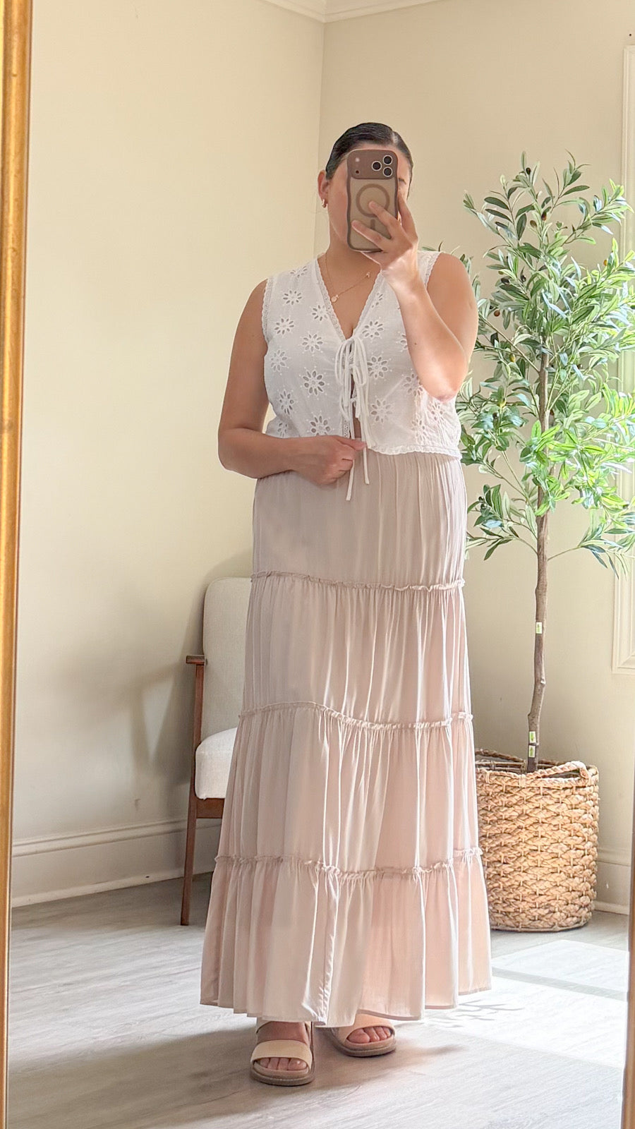 Sandstone Tiered Maxi Skirt