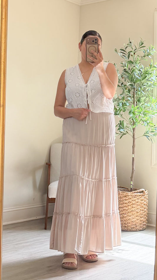 Sandstone Tiered Maxi Skirt