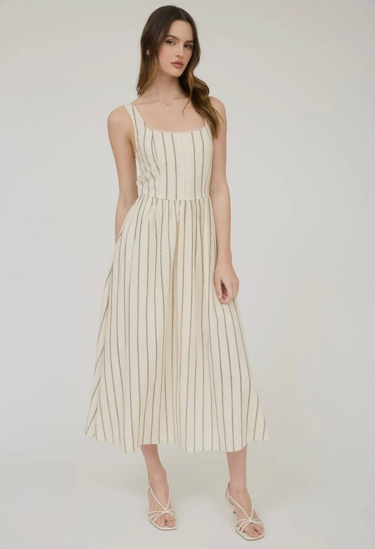 Coastal Stripe Smocked Midi Dress