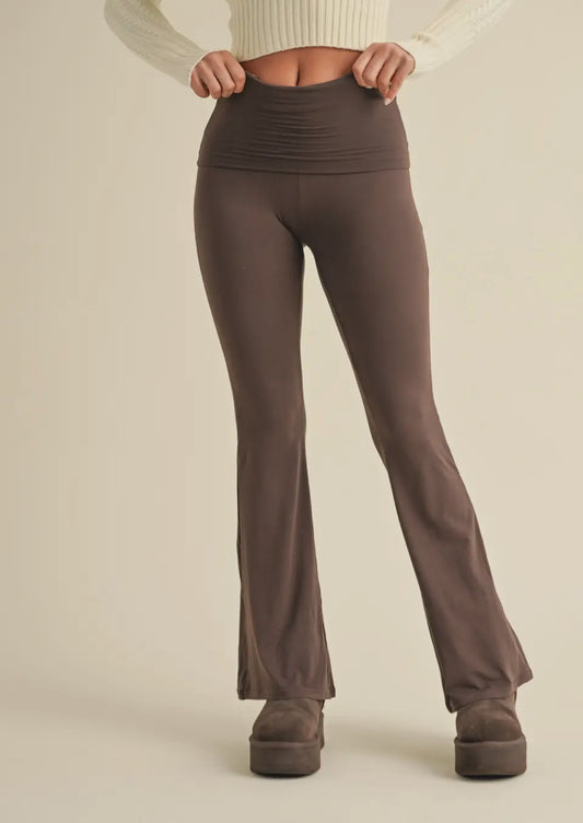 Soft Knit Foldover Flare Pants