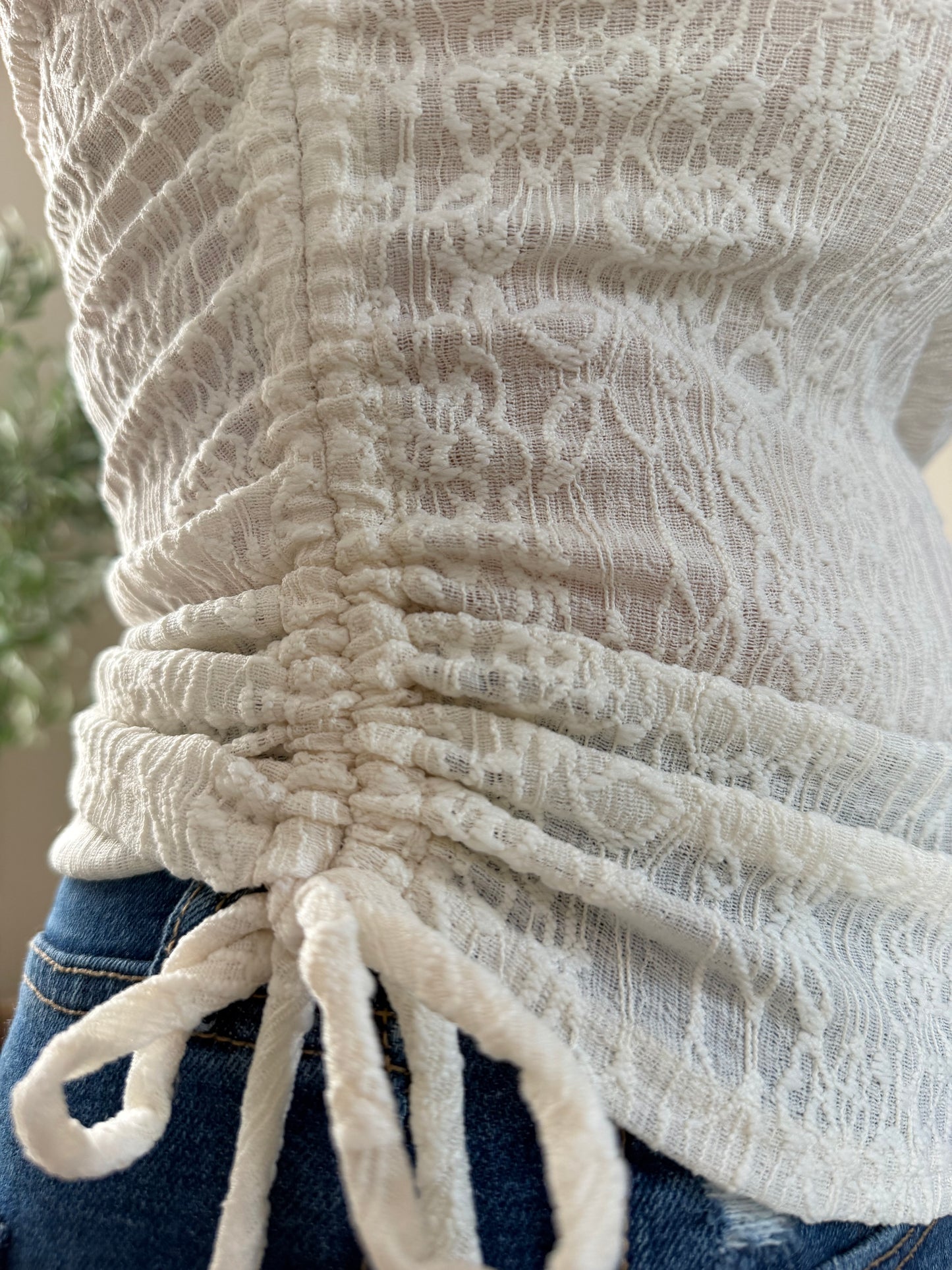 Everly Lace Ruched Top