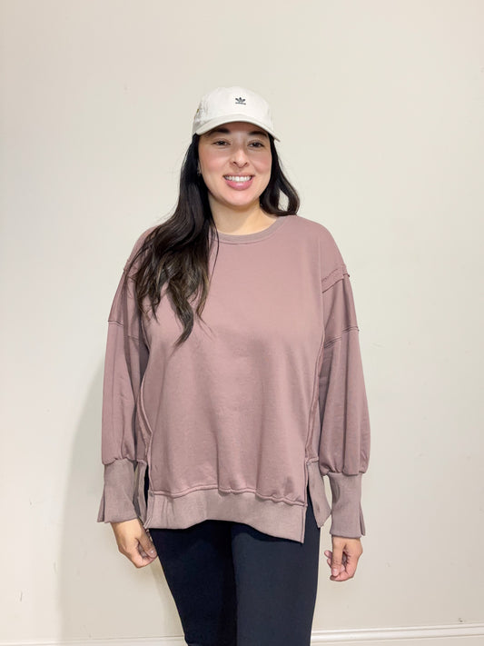 The Coco Brown Slit Pullover