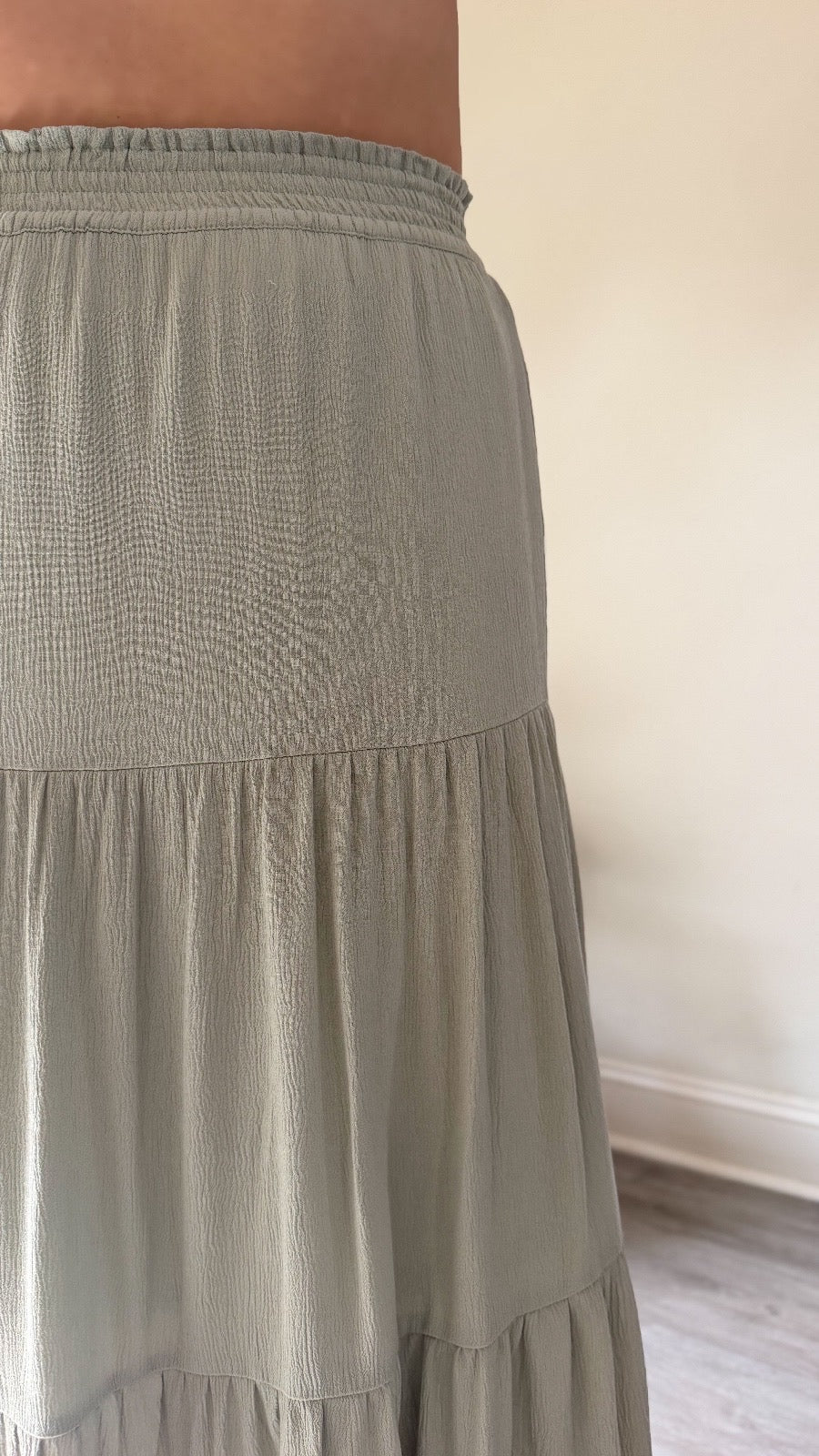 Olive Tiered Maxi Skirt