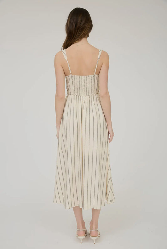 Coastal Stripe Smocked Midi Dress