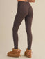High Waist Crossover Leggings -Cocoa
