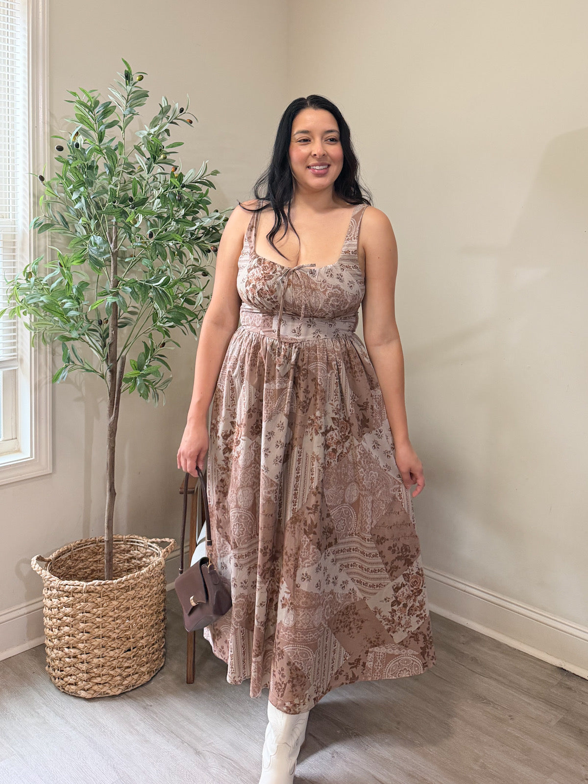 Multi-Pattern Midi Dress
