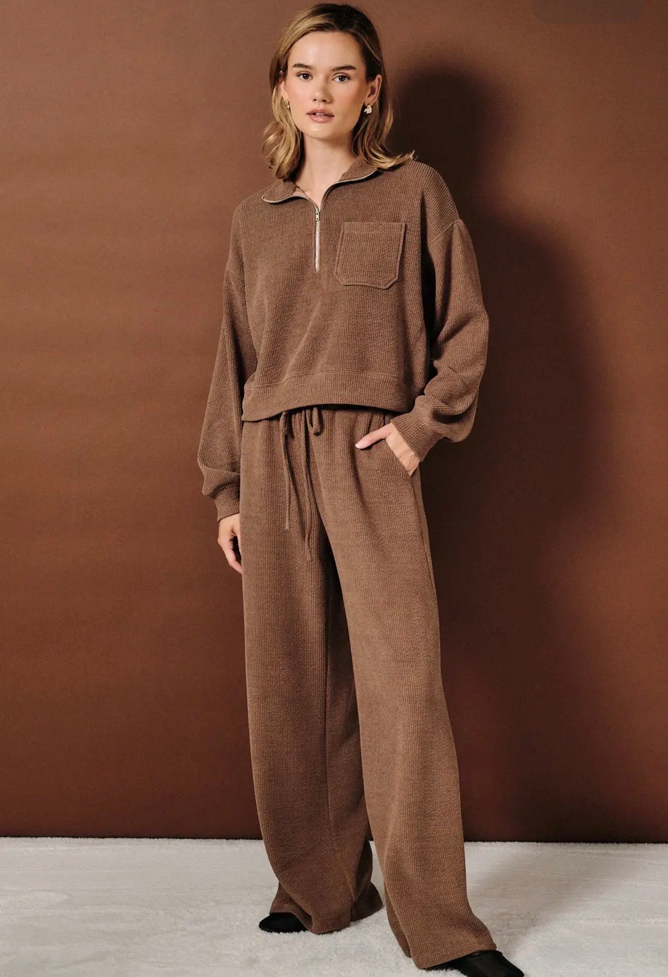 Mocha Ribbed Set
