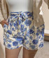 Floral Print Linen Blend Shorts