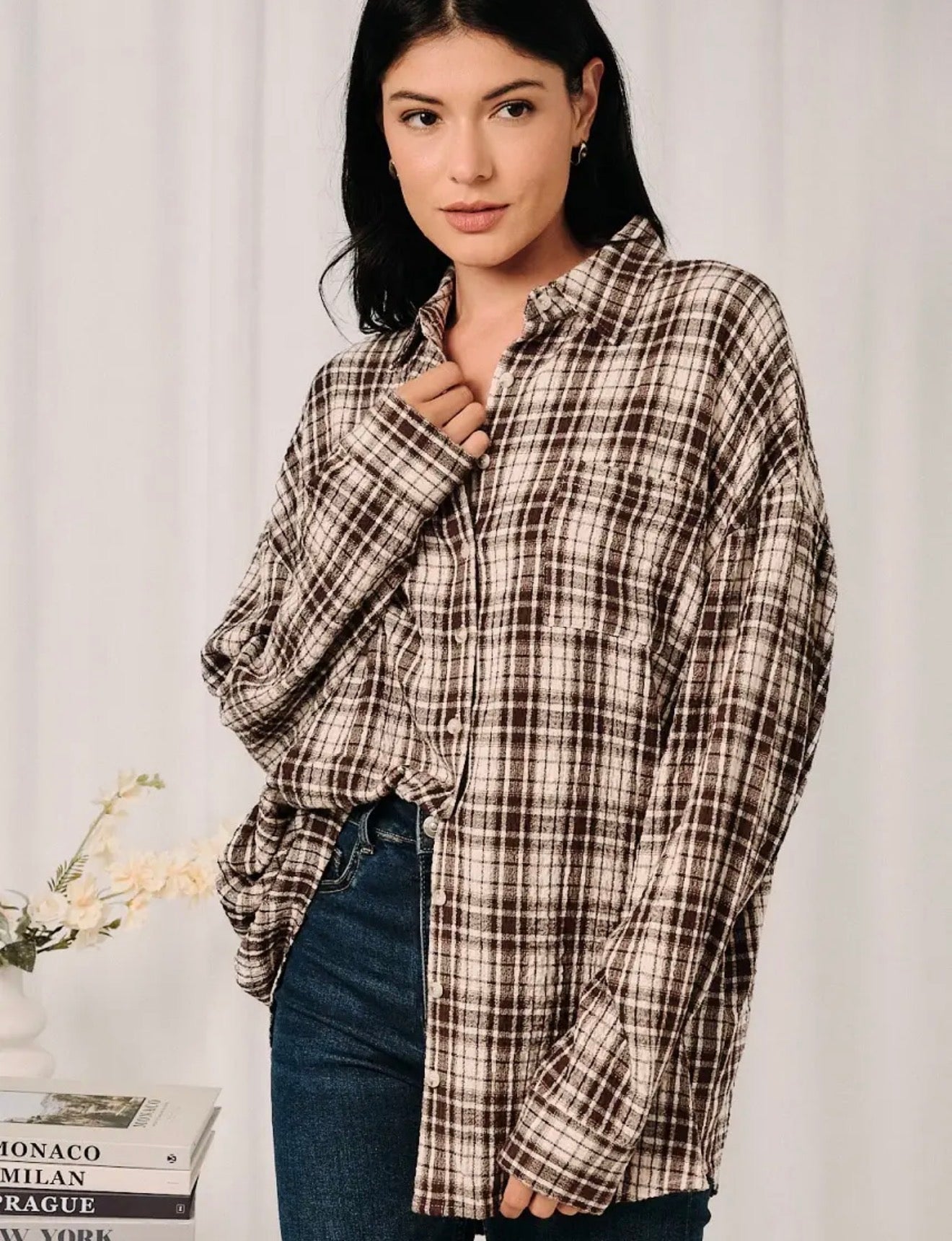 Oversized Plaid Button Down