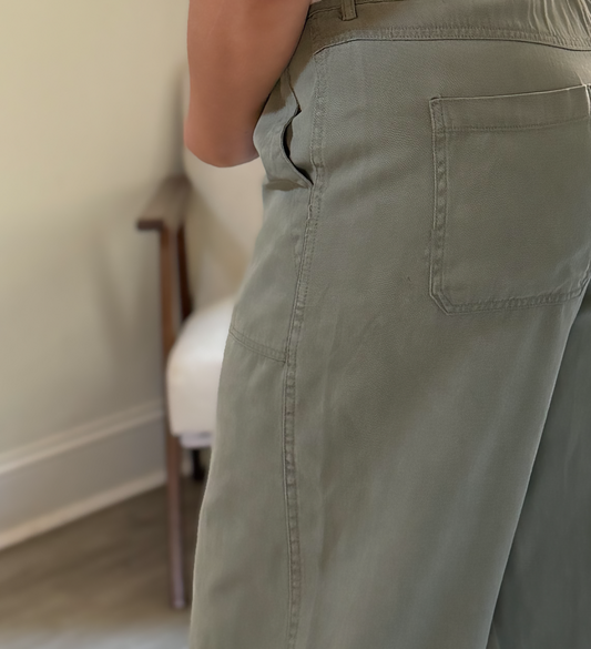 Soft Olive Barrel Pants