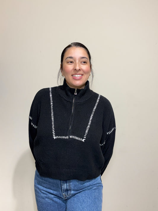 The Nova Contrast Zip Sweater