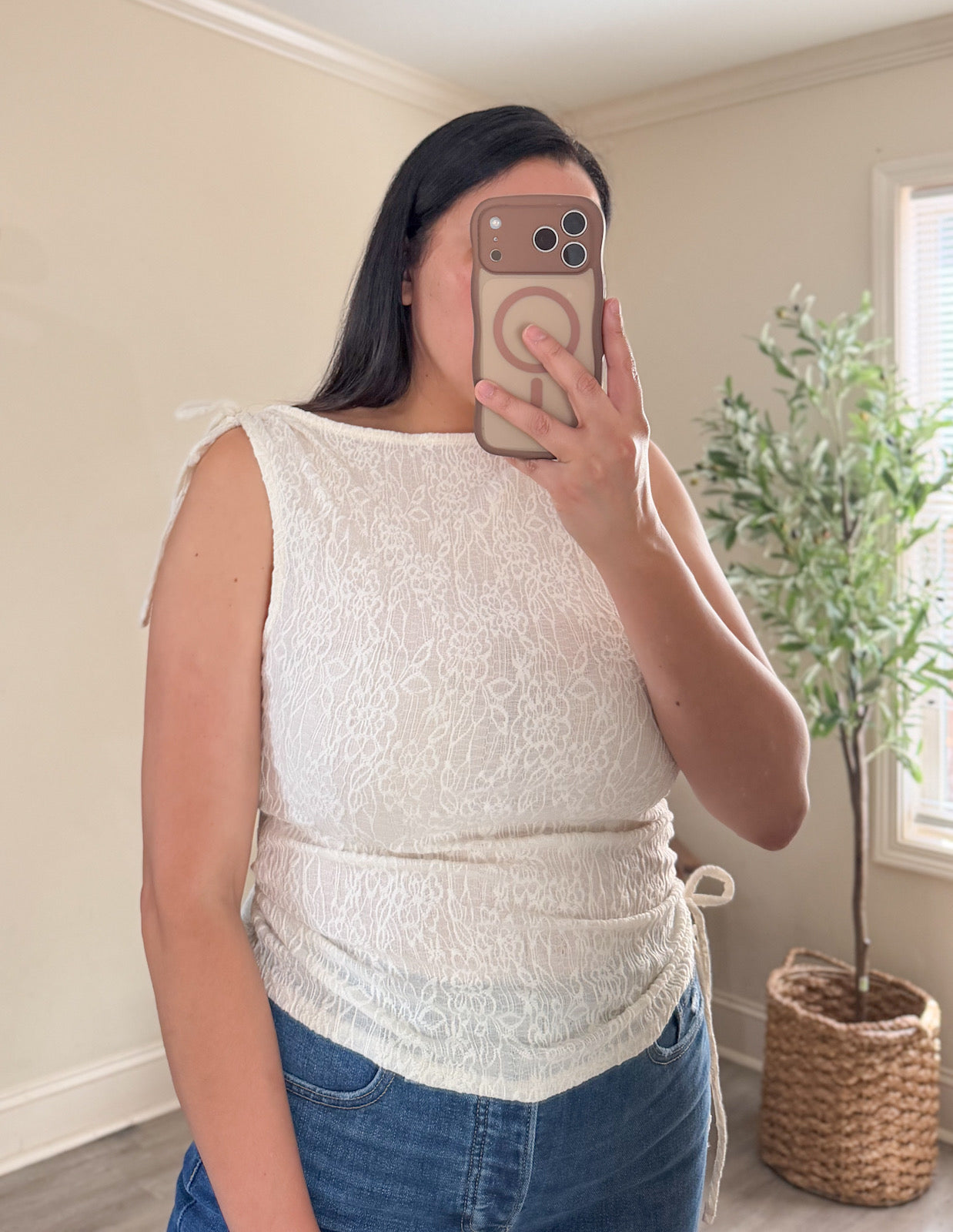Everly Lace Ruched Top