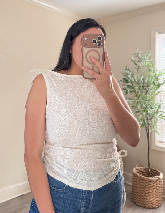Everly Lace Ruched Top