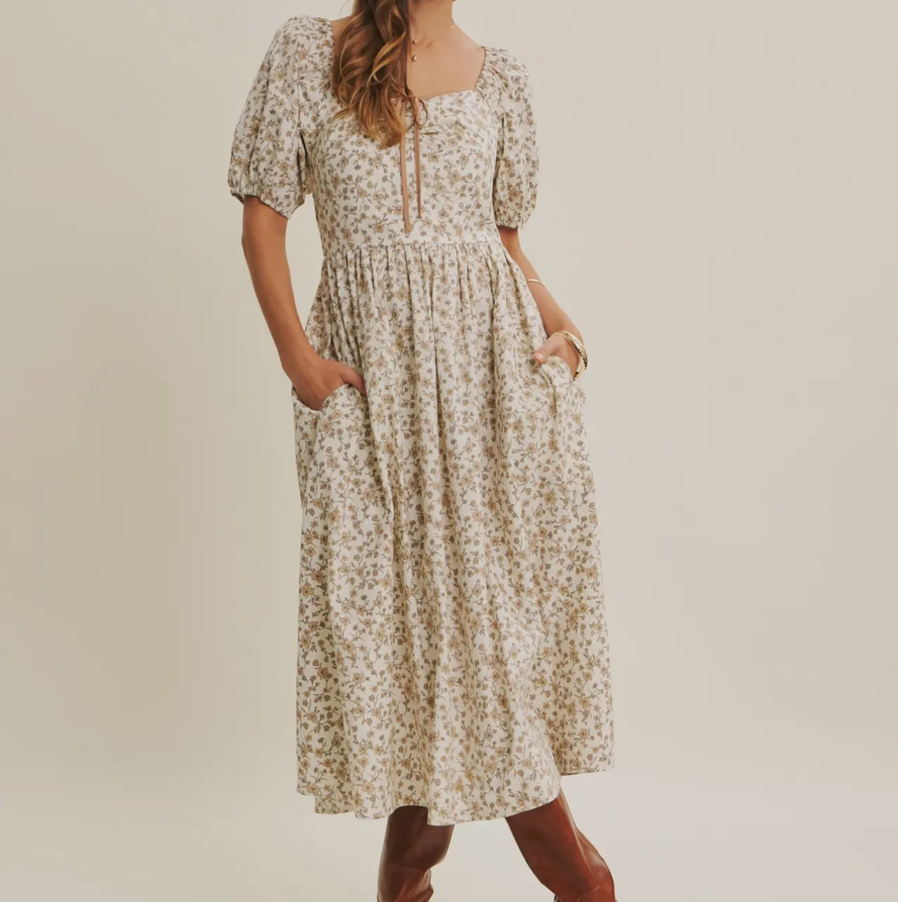Golden Hour Floral Midi Dress
