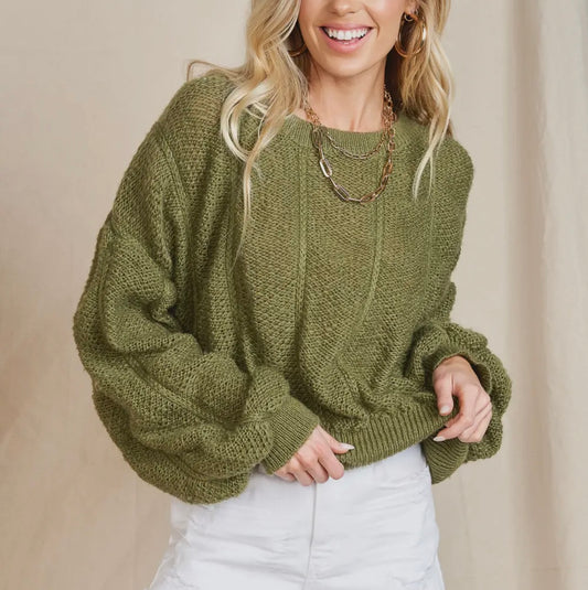 Olive Wide Sleeve Sweater