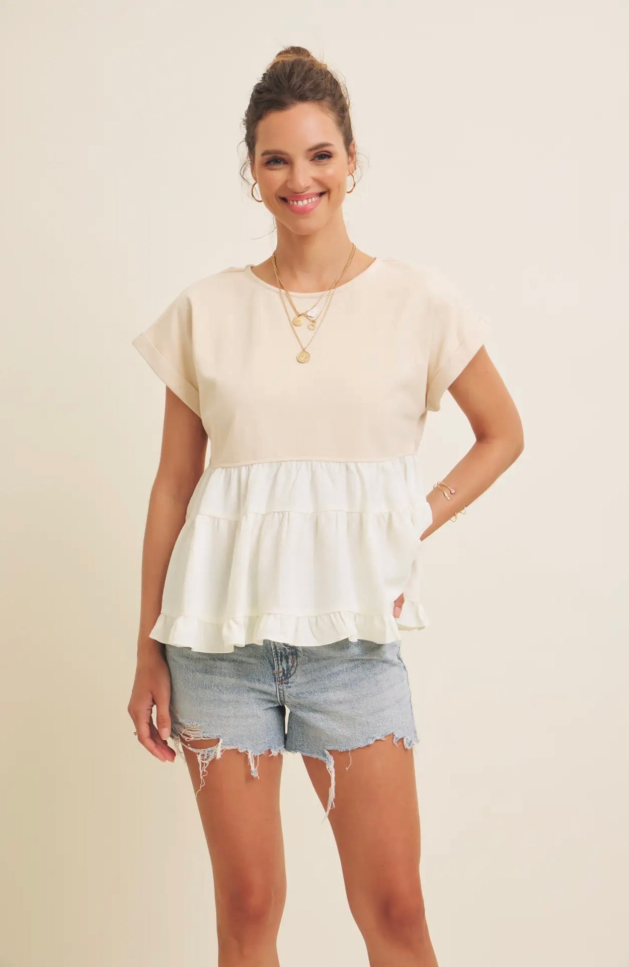 Natural Charm Ruffle Top