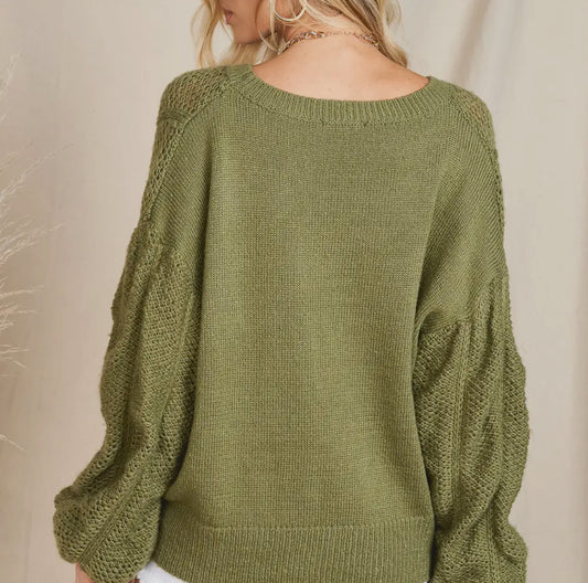 Olive Wide Sleeve Sweater