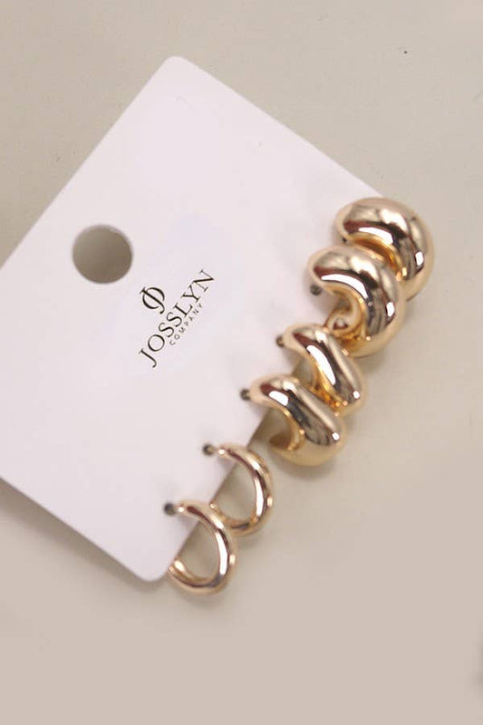 Bubble Hoop Huggie Trio Earrings