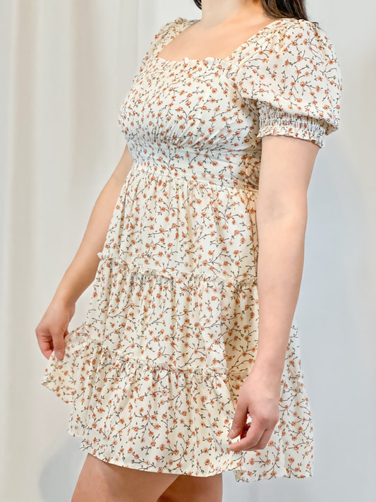 Blossom Print Tiered Mini Dress